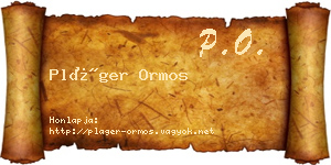 Pláger Ormos névjegykártya